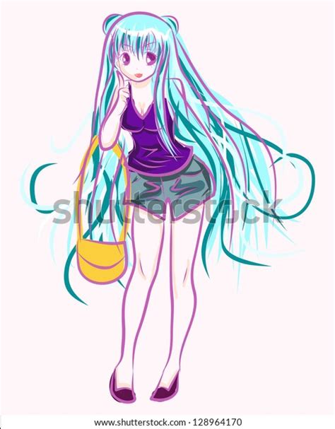 Anime Girl Bag Stock Illustration 128964170 Shutterstock
