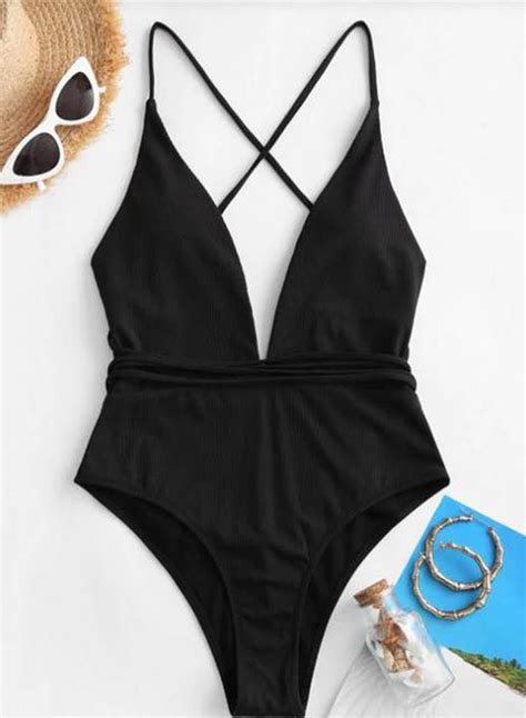 Womens Swimsuits Plunge Backless Convertible Crisscross One Piece Swi