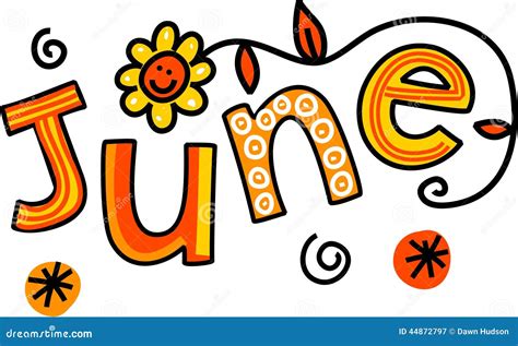 June Month Of The Year Freehand Text Stock Vector Illustration Of