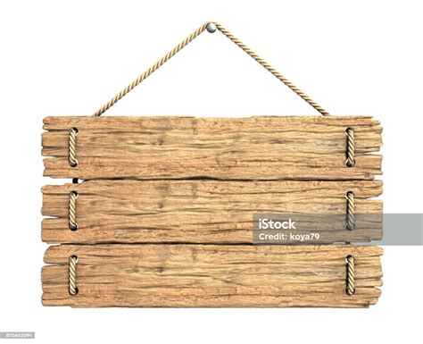 Wooden Medieval Sign Board Isolated On White 3d Rendering Stock Photo