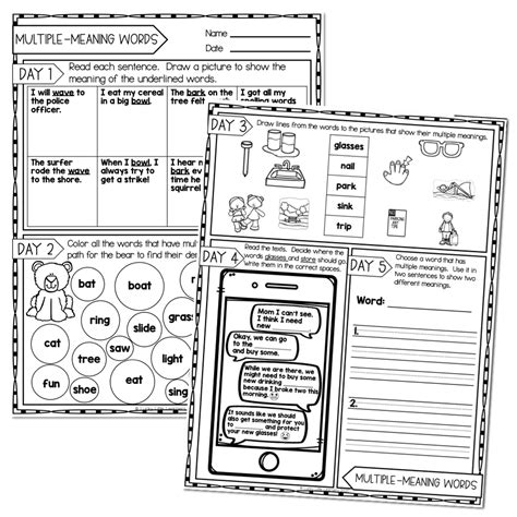 Words With Multiple Meanings Worksheet 2nd Grade Worksheets For