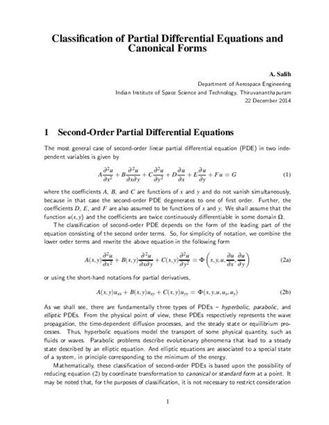 Pdf Classification Of Partial Differential Equations And Canonical