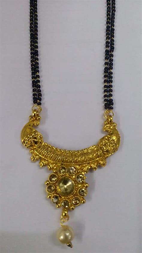 buy apara gold plated lct stones double mani mala necklace chain mangal sutra for girls women at