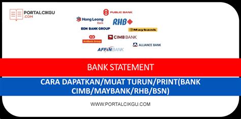 Bank Statement Cara Dapatkan Muat Turun Print Bank Cimb Maybank Rhb Bsn