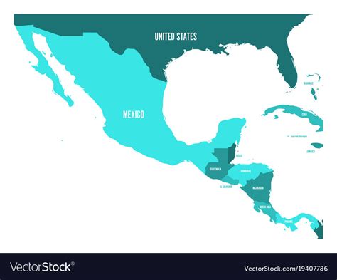 Political Map Of Central America And Mexico Vector Image