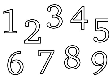 Coloriage des chiffres de 1 à 9 gratuit à imprimer et colorier ou découper