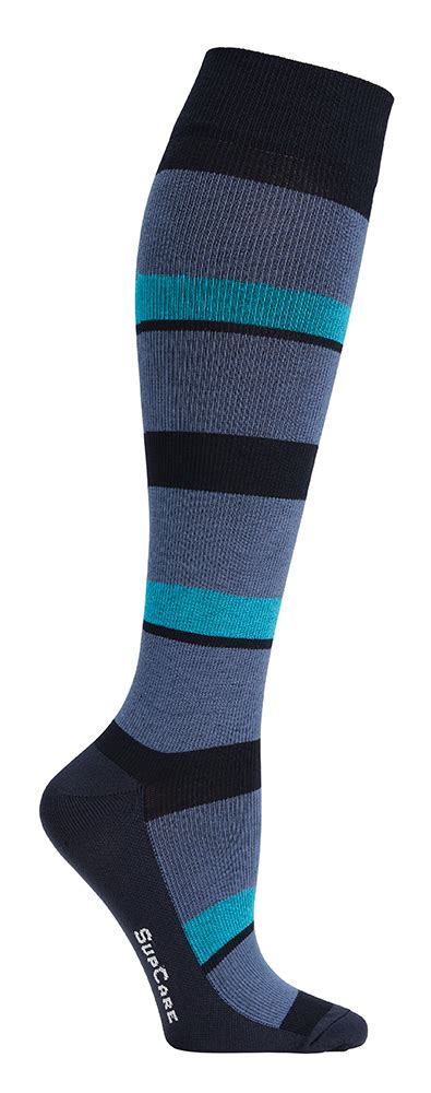 Compression Stockings With Blue And Turquoise Stripes