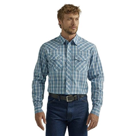 Wrangler Mens Long Sleeve Wrangler Western Fashion Snap Shirt