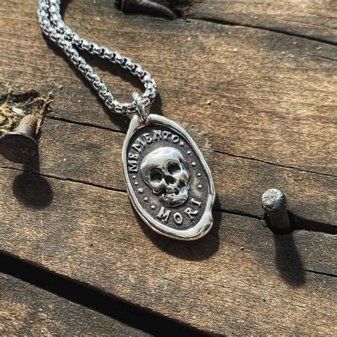 Double Sided Wax Seal Necklace Memento Mori Memento Vivere Wax Seal Necklace Wax Seal