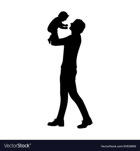 Silhouette Happy Father Holding Newborn Baby Vector Image