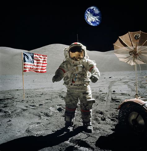 Astronaut On Moon Earth Background