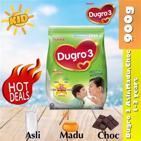 Pada masa inilah mama dapat memperkenalkan susu formula pada anak sebagai pengganti asi. Dumex Dugro 3 Asli/Madu/Coklat 900g (1-3 Tahun) | Shopee ...