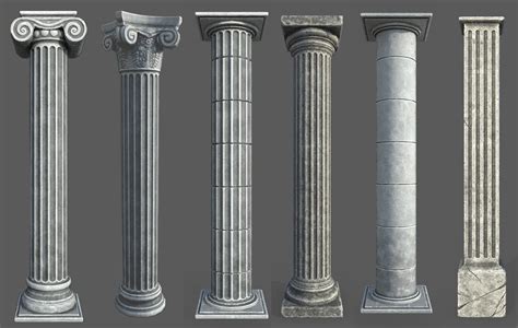 9 Low Poly Roman Columns 3d Asset Cgtrader