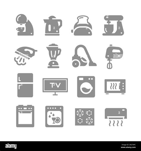Household Appliances Fill Vector Icon Set Home Appliances Oven Stove
