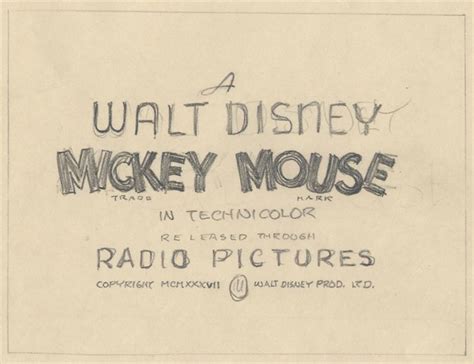 Howard Lowery Online Auction A Walt Disney Mickey Mouse Cartoon Title Design Drawing For Rko