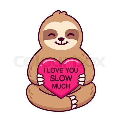 Cute Sloth Love You Slow Much Stock Vector Colourbox