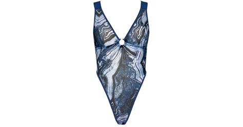 Monique Morin Lingerie Storm X Back Bodysuit In Blue Lyst