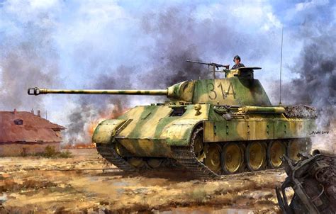 Wallpaper Smoke Fire House Tanker Pzkpfw V Panther Ausf D Medium