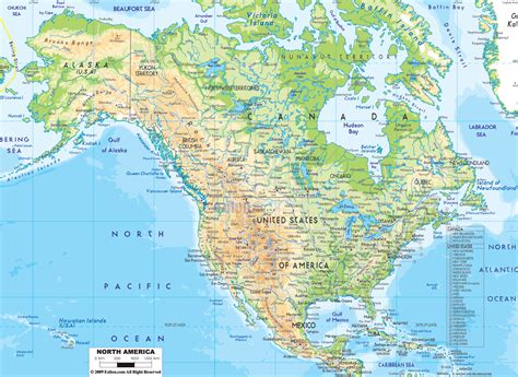 Detailed Physical Map Of North America With Roads And Cities Vidiani
