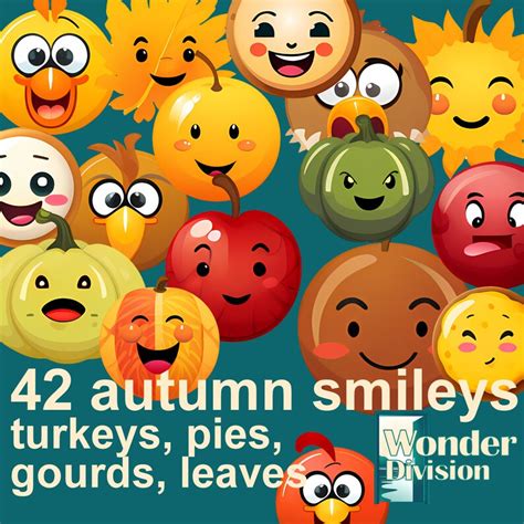 42 Autumn Smileys Clipart Thanksgiving Clipart Digital Png