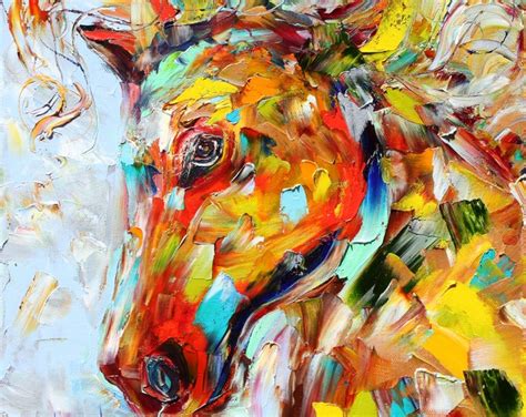 Original Oil Painting Equine Wild Horse Palette Knife Modern Etsy