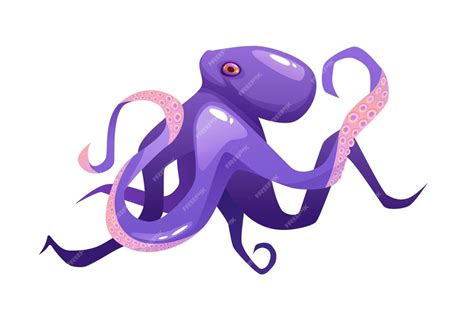 Premium Vector Purple Octopus Cartoon Vector Illustration