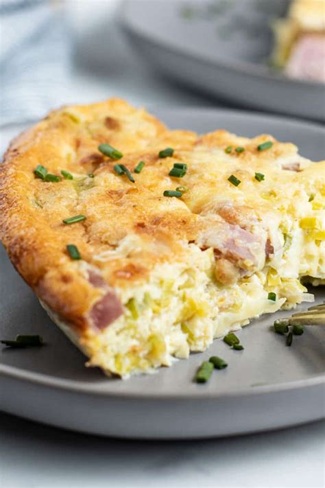 Crustless Ham And Cheese Quiche With Leeks Sass And Salt