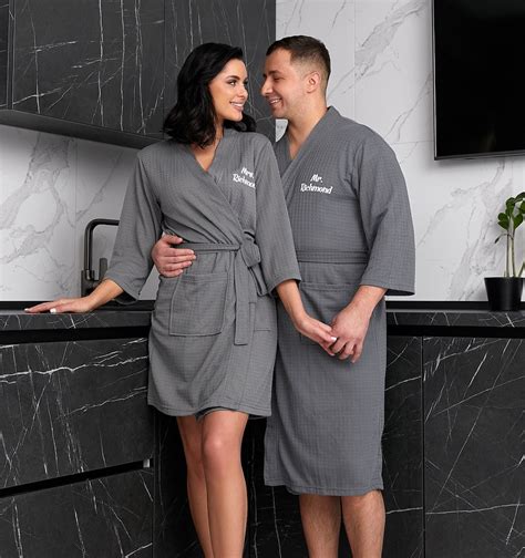 custom mr and mrs waffled robes matching robes for couple groom and bride his and hers