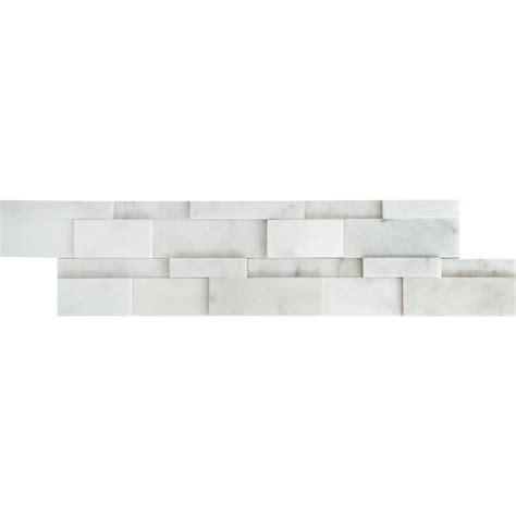 Secil White Marble 3d 6x24 Stacked Stone Ledger Panel Stacked Stone
