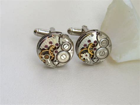 Steampunk Cufflinks With The Smallest Round Vintage By Timewatch