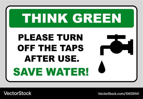 Vettoriale Stock Save Water Sign Turn Off The Tap Off Stop Water Riset