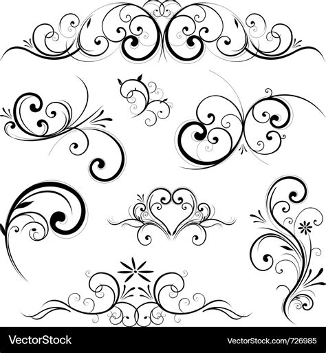 Swirling Flourishes Decorative Floral Elements Vector Image