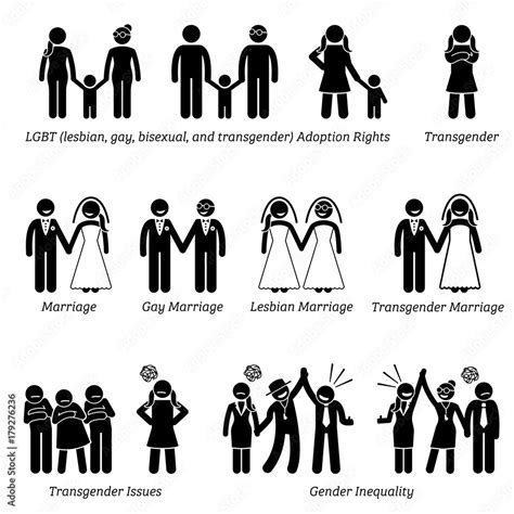sex equality sexism social problems stick figure pictogram icons illustrations depicts lgbt