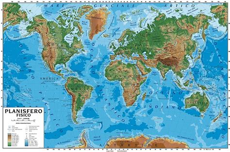 Materiale Didattico Carta Geografica Murale Planisfero Mondo 100x140