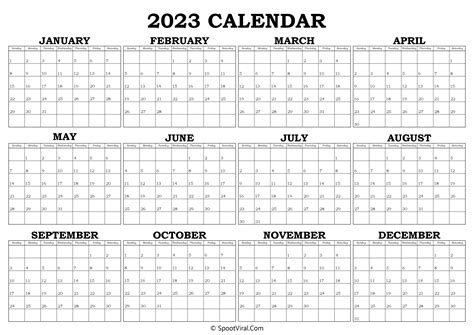 2023 Yearly Calendar Latest Calendar Printable Templates