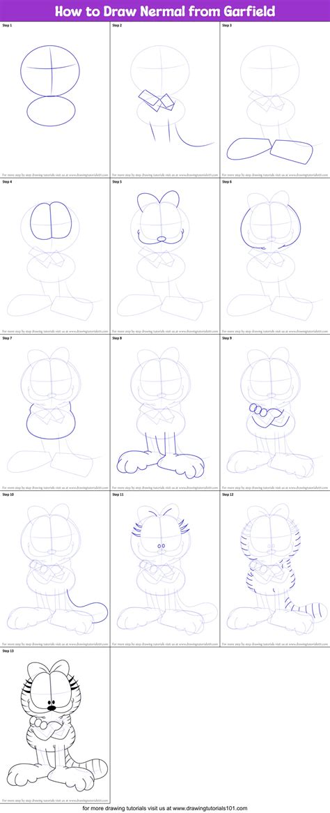 How To Draw Nermal From Garfield Printable Step By Step Drawing Sheet