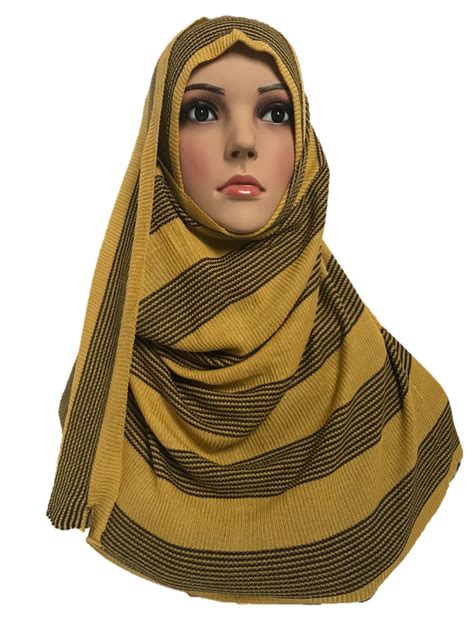 knitted instant amber with black lines instant hijabs uk
