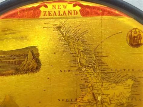 Fiordland New Zealand Decorative Round Tray W Gold Foil Map Under