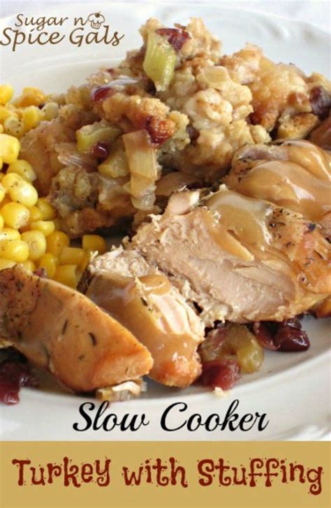Save yourself stress and money by having guests bring dishes or beverages to share. Slow Cooker Turkey with Stuffing | Recipe | Slow cooker ...