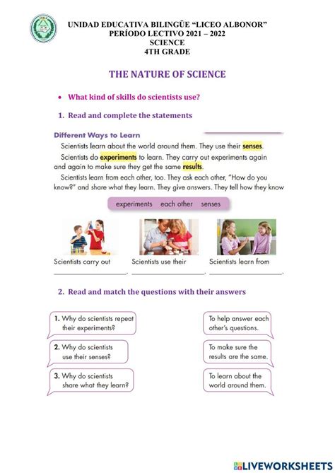 The Nature Of Science Worksheet Live Worksheets