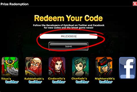 When you are logged into your account, click your username in the bottom left corner of. Prize Code - EpicDuel Wiki