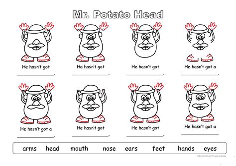 Mr Potato Head English Esl Worksheets For Distance Learning And