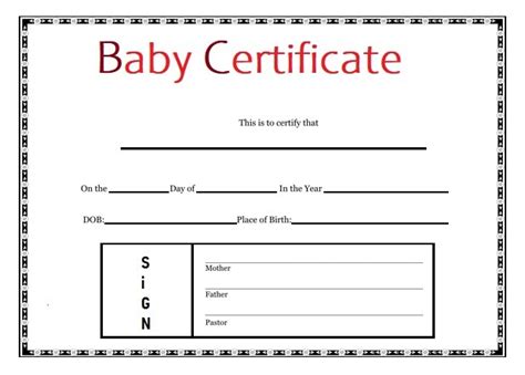 11 Baby Certificate Templates Free Certificate Templates In Word
