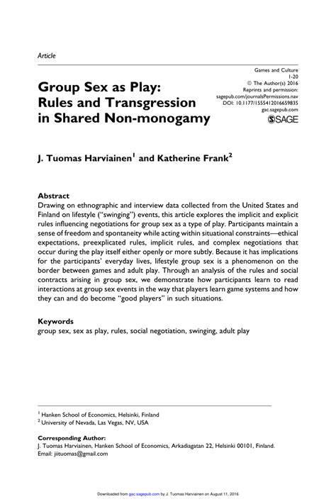 Pdf Group Sex As Play Rules And Transgression In Shared Non Monogamy