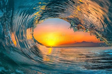 Sea Water Ocean Wave Surfing Water Surface Colorful Vibrant Sunset Sea