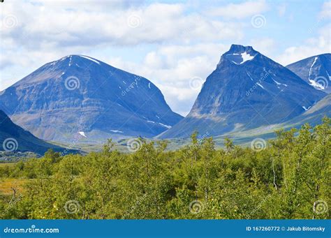 Highest Mountain In Sweden Nikkaluokta And Kebnekaise Valley Stock