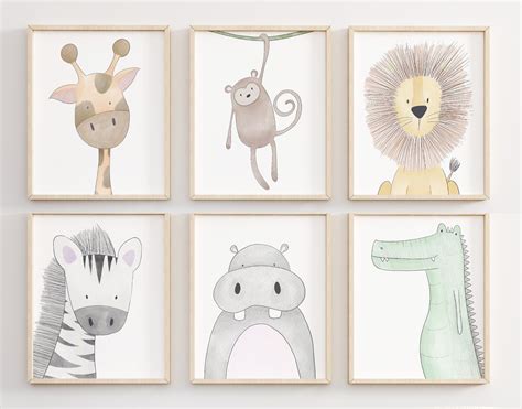 Safari Nursery Prints Animal Nursery Wall Art Nursery Print Etsy