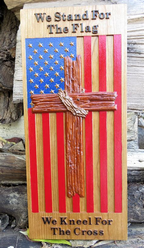We Stand For The Flag We Kneel For The Cross 3d Engraved Etsy
