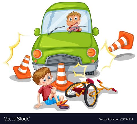 Accident Scene With Car Crashing A Bike Illustration Download A Free Preview Or High Quality