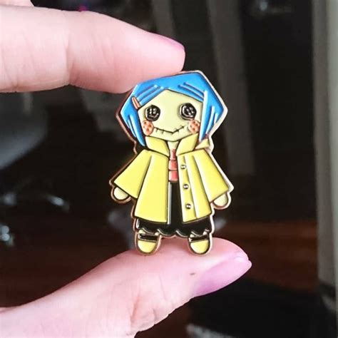 Coraline Doll Enamel Pin Original Designer Etsy Uk Coraline Doll